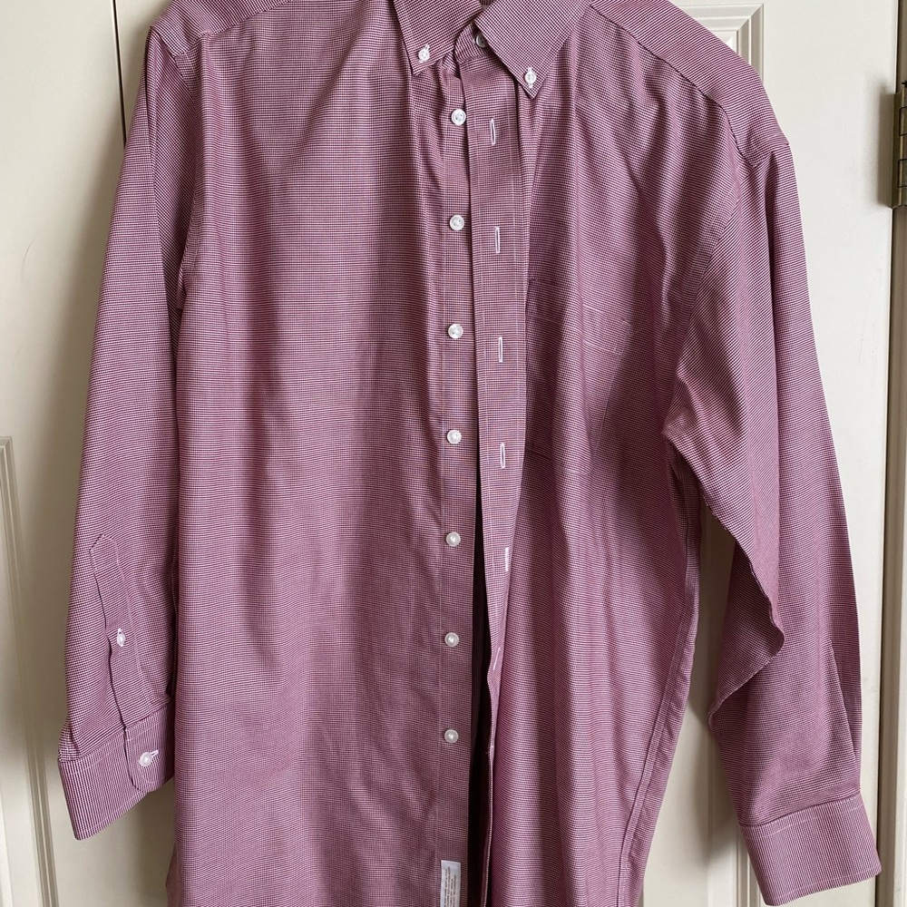 Men's Burgundy and Cream Button-Down Shirt
